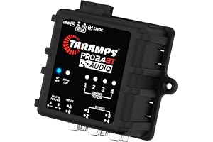 Taramps PRO 2.4BT + digital ljudprocessor för ljud med Bluetooth-ljudspelare, -appkontroll för iOS och Android, 24-bitars DSP, RCA/trådingång, parametrisk EQ, överskärning, fördröjning