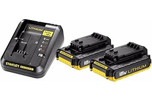 STANLEY STALEY FMC693D2-QW Fatmax Pacco Con 2 Batterie 2Ah e Carica Batteria 2Ah
