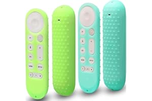 Pinowu Pilot zdalnego sterowania (2 szt.) kompatybilny z Google TV Streamer 4K 2024 pilot głosowy, antypoślizgowy, odporny na wstrząsy futerał ochronny ze smyczami (zielony i turkusowy, oba świecące)