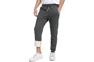 JustSun Pantalon Jogging Homme Hiver Chaud Coton Doublé Polaire Pantalons de Survêtement Thermique avec Poches Zippées