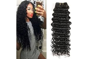 MUABY Deep Wave Human Hair Bundles Long Tessitura Capelli Veri Ricci Naturali Matassa Capelli Veri Tessitura Capelli Naturali Umani Donna Capelli Umani Brasiliani 100g 18 Pollici