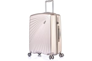 ABISTAB VERAGE Kinetic 4-Doppel-Rolle Trolley leicht M-66cm 68-84L erweiterbar, TSA-Schloss, ABS/PC Hartschalen-Koffer, Reisekoffer, Champagner