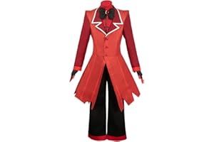 MOYGOR Alastor Cosplay Costume Hazbin Hotel Costume Unisex Adult Red Uniform Set with Coat Gloves Shirt Pants Bow Tie Halloween Carnival Suit