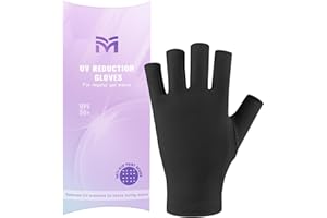 Migliore Wear UV Gloves for Gel Nails with Anti-Slip Palm, Anti UVA&UVB 9999+ UV Protection Gloves for Nail Lamp, Fingerless UV Gloves for Skin Care UV Resistant
