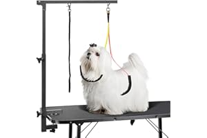 Urban Deco Dog Grooming Arm with Clamp Innovative Portable Two Grooming Arms - 33.5 inch Height Adjustable and Free Two No Sit Haunch Holder for Large and Small Dogs,Cats Grey