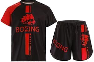 Miutii Jungen Muay Thai Short Kickboxen Kurze Hose + T-Shirt Kinder Boxing Kleidung Kampfsport MMA Thai Trainingsanzug