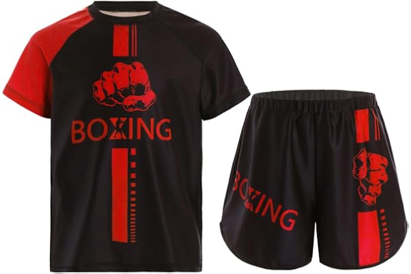 Pojkar Muay Thai shorts kickboxning korta byxor + t-shirt barn boxning kläder kampsport MMA Thai träningsoverall