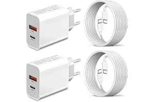 HAPPY BUYING 2Pack 45W Chargeur USB C Rapide et Câble pour Samsung Galaxy S25 ULtra/S24 Ultra/S23 FE/S25+/A56 5G/A36 A26 A16 A55 5G/A25 A35 A15 A56 A26 A54 A53 A34 A33 S22 S21 iPhone 15 16 Prise Adaptateur Secteur