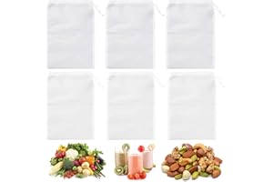 Mon3trYYDS Sacs à Lait de Noix Réutilisables 6 Pièces Sac Filtrant pour Végéittal Filtre Alimentaire Nylon Tissu Mailles Fines Multiusage Jus, Vin, Café et Noix, (Universal)