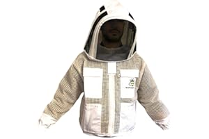 PRO GEAR FVJ Unisex Bee Protection 3 Layers Ultra Ventilated Safety Protective White Beekeeping Jacket Fencing Veil, 2XL
