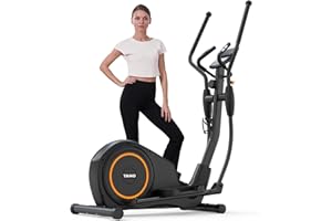 YAMO Elliptical Cross Trainier, Elliptical Trainer with Hyper-Quiet Magnetic Driving System, Elliptical Exercise Machine for Home with Pulse Monitor, 8 Resistance Levels