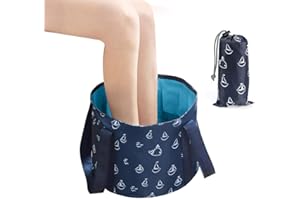 BOXWIZARD FußEimer-Becken Faltbares Fußbad-Becken Faltbarer Eimer Zum Einweichen der Füße Tragbares Reise-Fußbad Wanne Faltendes Fußbad-Badebecken Wasserbehälter für Camping-Picknick (Dunkelblau)