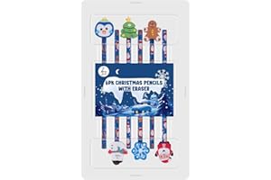 ZOPPER 6 x Christmas Pencils with Festive Eraser Toppers Xmas Gifts for Children Christmas Stationery & Stocking Fillers