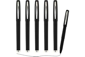 HOPTON Pens Black Ink, 5 PCS Rollerball Pens, 1.0mm Medium Line Ballpoint Pens, Gel Pens for Writing Drawing Notes Taking School Office(Black)