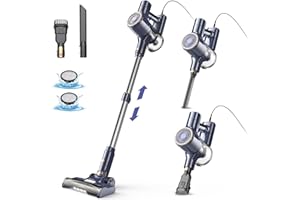 ‎YISORA Staubsauger, 6-in-1 Stielstaubsauger & Handstaubsauger mit 6M Kabel, 23Kpa stark Saugkraft, 600W Motor, freistehender Staubsauger Beutellos Vacuum Cleaner für Harte Böden Teppich, klein leicht leiser