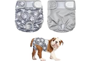 Reusable Dog Nappies Female Small, 2PCS Washable Dog Period Pants in Season, Aitmexcn Super Absorbent Breathable Dog Diapers-Grey-M