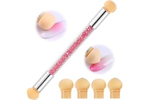 Nail Art Brosse Éponge, Double tête brosse éponge Outil avec 4 têtes de Brosse de Rechange, Sponge Gradient Outil Nail Art ongles Ongles Accessoires (Rose)