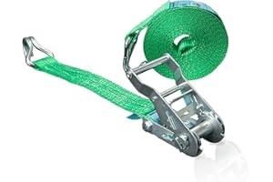 Sangle d'Arrimage à Cliquet en 2 Pièces Dolezych 1000 daN / 2000 daN, Longueur 4 m - Verte