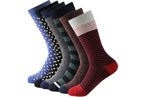 Balseti Calcetines Media Caña Formales y Básicos de Rayas, Rombos para Hombres. Calcetines Ejecutivos, Frescos, Finos. 85% Algodón. Pack 6 Pares. Tallas 35-38, 39-42 y 43-47.