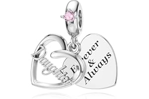 Dalaran Sterling Silver Heart Charm for Pandora Mum, Sister, Daughter, Wife - Family Dangle Charm