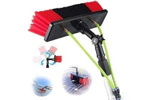 Flasing Perche Telescopique, Brosse TéLescopique AlimentéE en Eau Nettoyage de Panneaux PhotovoltaïQues et Solaires Ensemble de Lavage de Poteau d'Extension d'éQuipement de Nettoyage