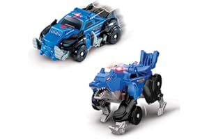 VTech - Switch&Go Dinos OneClick, Sabueso el Lobo Coche Patrulla, Dinosaurios y Figuras de acción, Juguete transformable en 1click 2en1 Dino-Car, para niños +3 años, Versión ESP