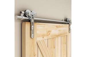 WOLFBIRD 5.5FT/167CM Herraje para Puerta Corredera Kit de Acero Inoxidable Accesorios para Puertas Correderas, Riel Juego para Puerta de Madera Soltera(Estilo Y)