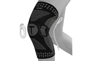 Teylam Genouillère pour homme et femme Bandage compressé Pour le ménisque Arthrose Genouillère de sport course à pied Antidérapante Pour genou droit et gauche Noir Taille L