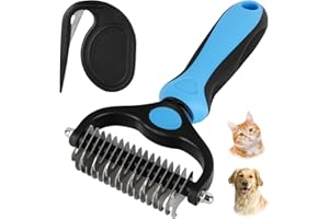 Texliney Unterfellbürste + Entfilzungsmesser für Hund und Katze, Hunde Bürste Hundebürste Unterwolle Unterwollbürste Unterwollkamm entfernt Unterwolle & Verfilzungen