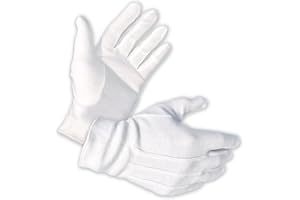 OQKAHIV Gants blancs en nylon, surpiqués et avec boutons pression - idéaux pour les policiers, soirées habillées, inspection de bijoux, cosplay et cérémonies, Lot de 2 gants,