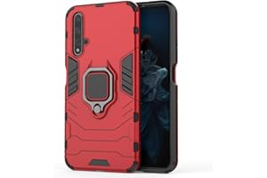 Huawei Honor 20 Funda, MHHQ 2in1 Armadura Combinación A Prueba de Choques Escudo Cáscara Dura PC + TPU con Soporte Magnetic Car Mount Case Cover para Huawei Honor 20 -Red