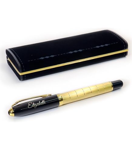 Penna laccata nera incisa / Confezione regalo personalizzata per dirigenti - Italia