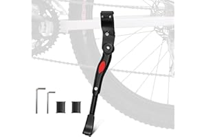WinGluge Cavalletto Bici, Bicicletta Staffa Laterale in Alluminio, Regolabile in Altezza Supporto Mountain Bike, Bicycle Stand con Piede in Gomma Antiscivolo, per Diametro della Ruota da 24 a 27.5"