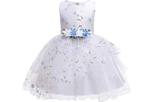 Gliitatu Robe de demoiselle d'honneur sans manches pour petite fille - Pour baptême, mariage, fête d'anniversaire, soirée, bal de fin d'année