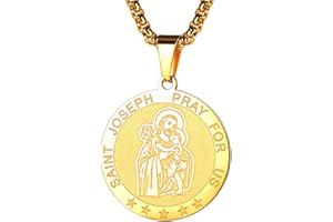 FaithHeart Personalised Stainless Steel St Benedict Anthony Necklace for Men Women Retro Christian Patron of Saint Talisman Amulet Jewellery in Silver/Gold/Black Birthday Gift