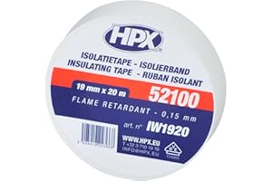 HPX Ruban PVC Blanc pour électricien 19mm x 20m IW1920