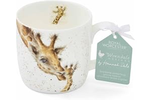 Portmeirion Home & Gifts MMMK5629-XS Mug-First Kiss (Giraffe), Bone China, Multi-Colour, 8.5 x 8.4 x 8 cm, 11 fluid ounces