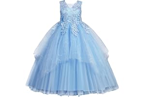 LOLANTA Sukienki dla dziewczynek-kwiatów na wesele, sukienki imprezowe dla dzieci, różowy biały strój okolicznościowy, szampan/niebieski/biały/różowy/ciemnoróżowy, 4-12 lat