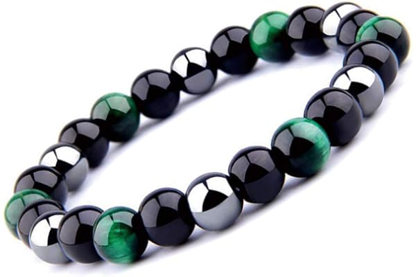 UEUC Bracelet Triple Protection Oeil de Tigre, Perles en hématite et Obsidienne Noire de
