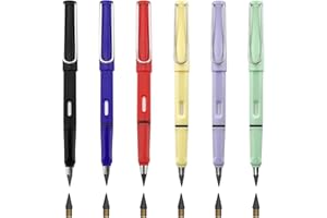 rokrist 6 STK Ewiger Bleistift, Tragbarer Immerwährender Bleistift mit 6 Austauschbare Nachfüllungen, Wiederverwendbar Tintenschreiber Aus Metall,Tintenlose Bleistifte ewig