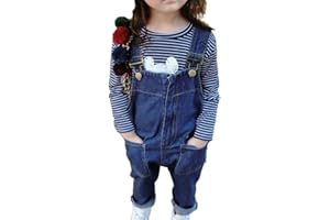 LaoZanA Niños Niñas Monos Denim Peto Vaquero Tirantes Ajustables Pantalones Overall Mono