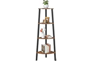 CUNSIEUN Étagère d'angle, Bibliothèque d'angle à 4 Niveaux, 49,2 Pouces de Hauteur, Bibliothèque d'angle Polyvalente pour Petits Espaces, Salon, Chambre à Coucher, Bureau, étagères d'angle en Métal