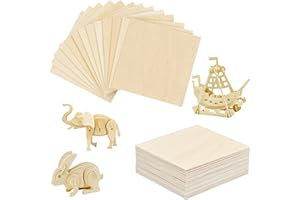 ZYFC 20Pcs Balsa Wood Sheets, 1.5mm Plywood Sheets, Thin Craft Wood Board, Unfinished Wood DIY Craft Project Ply Board for Hand-Made Project Mini House Building Architectural Model (100 x 100 x 1.5 mm)