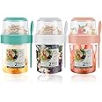 3 Pack Reusable Overnight Oats Container, Cereal Yogurt Cups Leak-Proof Breakfast Salad Cups with Lid and Spoon Portable Oatmeal Cup Breakfast On the Go Cups for School Office Travel