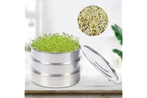 SanBouSi Edelstahl Keimschale Sprossen Anzucht Sowie Microgreens Anzuchtschale mit Abdeckung, Seed hydroponic Seeding Keimung für Garten