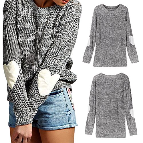 Eleery Damen Einfabrig Pullover Winter Herz Arm Warm Lose Casual Outwear Mantel Wolljacke Strickpullover