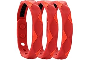 COTTNY 3PCS Redup Far Infrared Negative Ions Wristband, Negative Ion Sport Bracelets, Lymph Drainage Bracelet, Negative Ions Wristband, Anti-Static Adjustable Silicone Sport Bracelets for Men Women (Red)