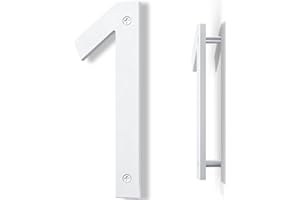 Yafimea Número de casa exterior 20 cm blanco, Número grande para pared o valla con diseño moderno y efecto flotante 3D, plástico ABS resistente al clima (1)