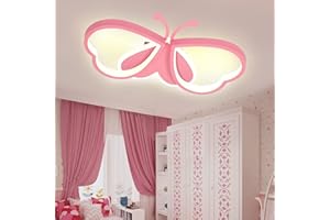 ‎LUOLONG LUOLONG LED Children's Ceiling Light Butterfly Ceiling Light Dimmable Acrylic Ceiling Light Children's Room Creative Ceiling Light Girls Bedroom Cartoon Ceiling Light Pink 52 cm