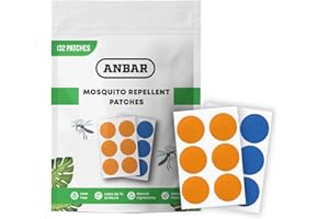 Anbar Mosquito Repellent Patches for Kids and Adults, 132 Patch Set, Small Waterproof Stickers to Repel Bugs and Insects, Deet Free Natural, 24-Hour Protection, Skin Safe